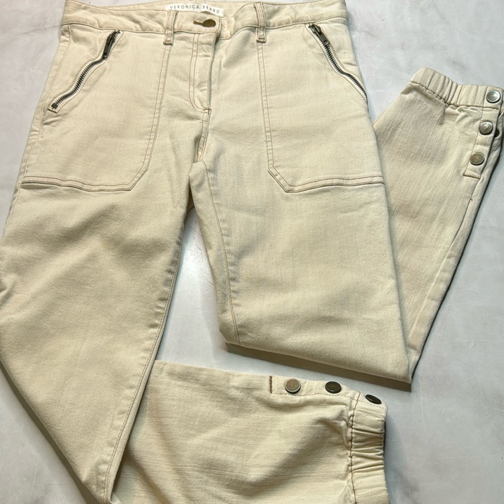VERONICA BEARD Cardiff Cropped Denim Cargo Pants Jeans - Picture 2 of 6